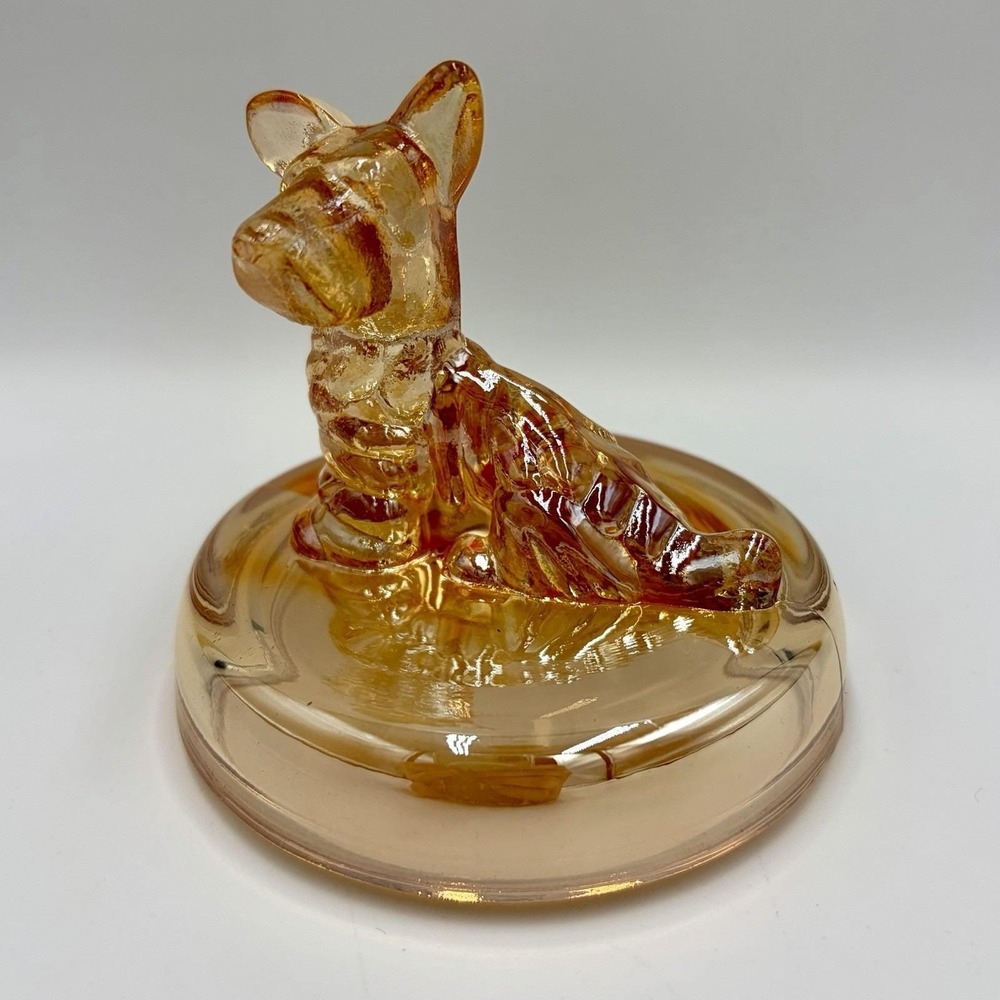 Scottie Dog Trinket Box LID ONLY Powder Jar Jeanette Glass Mid Century Vtg 40s